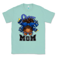 Seafoam Cheer Mom Afro Messy Bun Classic Tee - texasbilliewilder