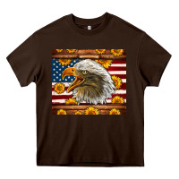 Chocolate Brown American Flag Eagle Tumbler Heavy Core Tee - LillyAllenDesigns