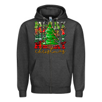 Charcoal Heather Merry Christmas Tree Zipper Hoodie - CowhideDigitalArt