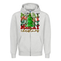 Dove Grey Merry Christmas Tree Zipper Hoodie - CowhideDigitalArt