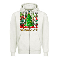 Oatmeal Heather Merry Christmas Tree Zipper Hoodie - CowhideDigitalArt