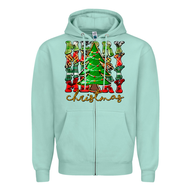 Merry Christmas Tree Zipper Hoodie by CowhideDigitalArt | Teevron