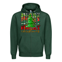 Sports Green Merry Christmas Tree Zipper Hoodie - CowhideDigitalArt