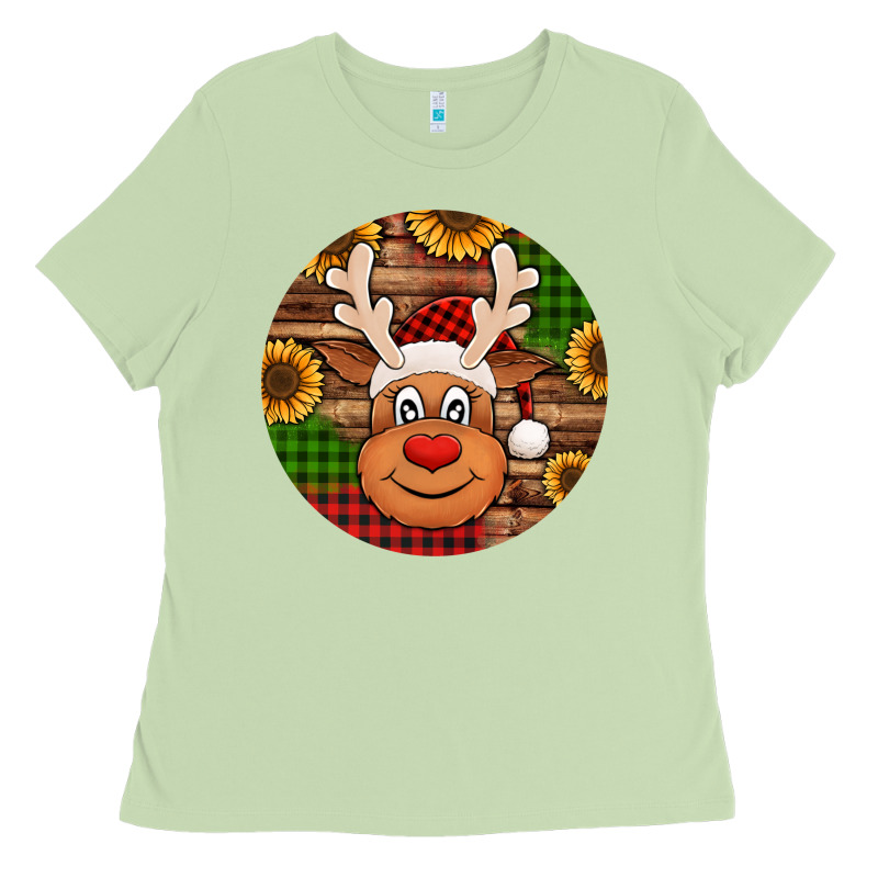 Cute Reindeer Head Christmas Ladies Tee by Jasminsmagicworld | Teevron