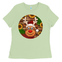 Matcha cute reindeer head Christmas Ladies Tee - Jasminsmagicworld
