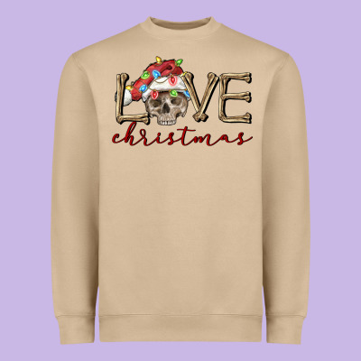 Skull Love Christmas Heavyweight Sweatshirt Designed By Fadigitalartstudio