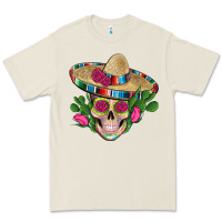 Bone mexican skull sombrero roses cactus serape Premium Tee - Artiststas