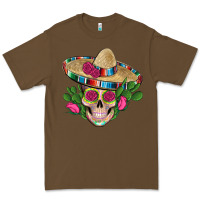 Cacao mexican skull sombrero roses cactus serape Premium Tee - Artiststas