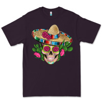 Mexican Skull Sombrero Roses Cactus Serape Premium Tee | Teevron