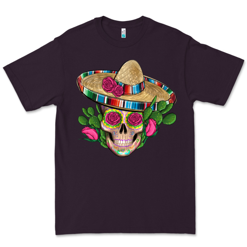 Mexican Skull Sombrero Roses Cactus Serape Premium Tee by Artiststas | Teevron