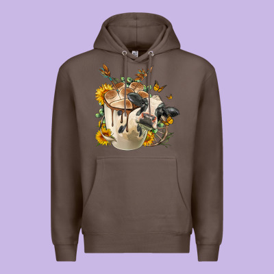 Black And White Cow Coffee Premium Hoodie Designed By Fadigitalartstudio