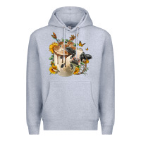 Heather Grey Black And White Cow Coffee Premium Hoodie - FaDigitalArtStudio