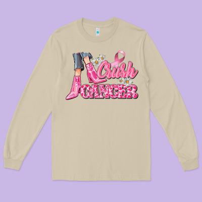 Crush Cancer Long Sleeve Tee Designed By Cowgirlartshop