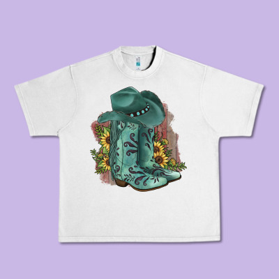 Turquoise Cowboy Boots Urban Heavy Tee Designed By Jahusdesignshop