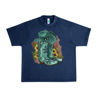 Navy Turquoise Cowboy Boots Urban Heavy Tee - JahusDesignShop