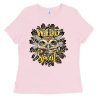 Bubblegum Pink wild spirit owl Ladies Tee - BarkalooDesign