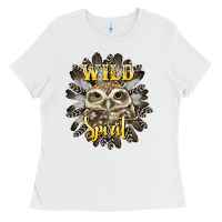 White wild spirit owl Ladies Tee - BarkalooDesign