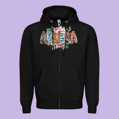 Abuela Flowers Zipper Hoodie Designed By Racoondesign