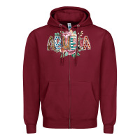 Burgundy abuela flowers Zipper Hoodie - RacoonDesign