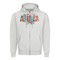 Dove Grey abuela flowers Zipper Hoodie - RacoonDesign
