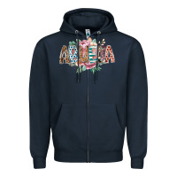 Navy abuela flowers Zipper Hoodie - RacoonDesign