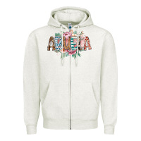 Oatmeal Heather abuela flowers Zipper Hoodie - RacoonDesign