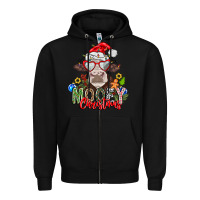 Black Mooey Christmas Zipper Hoodie - CowhideDigitalArt