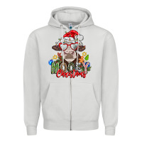 Dove Grey Mooey Christmas Zipper Hoodie - CowhideDigitalArt