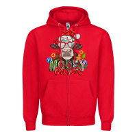 Red Mooey Christmas Zipper Hoodie - CowhideDigitalArt