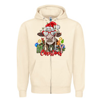 Sandshell Mooey Christmas Zipper Hoodie - CowhideDigitalArt