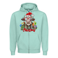 Seafoam Mooey Christmas Zipper Hoodie - CowhideDigitalArt