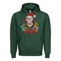 Sports Green Mooey Christmas Zipper Hoodie - CowhideDigitalArt
