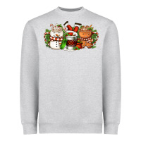 Heather Grey Christmas coffee cups Heavyweight Sweatshirt - FaDigitalArtStudio