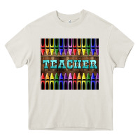 Cream Teacher Crayons Tumbler Heavy Core Tee - LillyAllenDesigns
