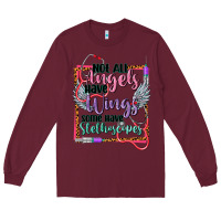 Burgundy Not all angels have wings Long Sleeve Tee - CowGirlArtShop