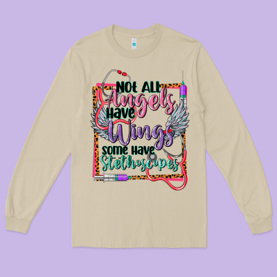 Not All Angels Have Wings Long Sleeve Tee Designed By Cowgirlartshop