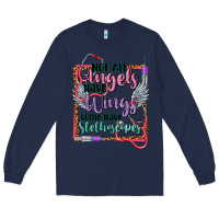 Navy Not all angels have wings Long Sleeve Tee - CowGirlArtShop
