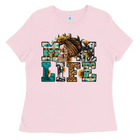 Bubblegum Pink western momlife skull with bandana Ladies Tee - Jasminsmagicworld