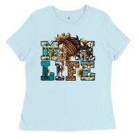 Baby Blue western momlife skull with bandana Ladies Tee - Jasminsmagicworld