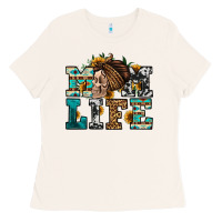 Bone western momlife skull with bandana Ladies Tee - Jasminsmagicworld
