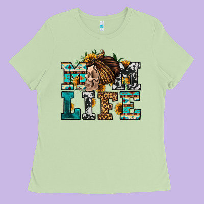 Western Momlife Skull With Bandana Ladies Tee Designed By Jasminsmagicworld