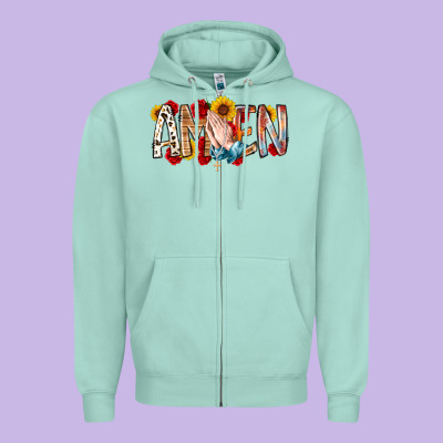 Amen Zipper Hoodie Designed By Racoondesign
