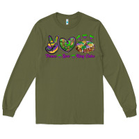 Army Green peace love mardi gras king cake Long Sleeve Tee - RanaPortraitStore