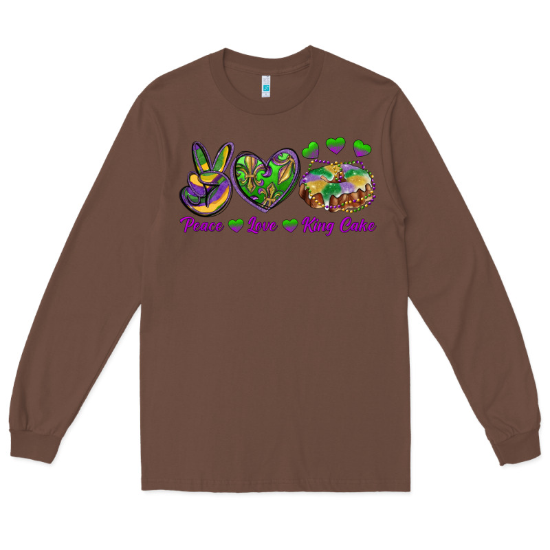Peace Love Mardi Gras King Cake Long Sleeve Tee by RanaPortraitStore | Teevron