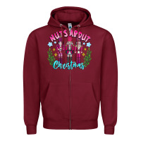 Burgundy Nuts About Christmas Zipper Hoodie - CowhideDigitalArt