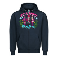 Navy Nuts About Christmas Zipper Hoodie - CowhideDigitalArt