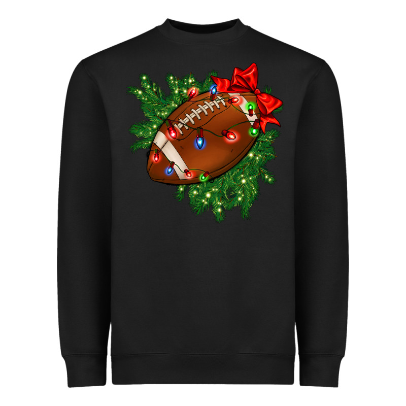 American Football Christmas With Lights And Ribbon Heavyweight Sweatshirt by FaDigitalArtStudio | Teevron