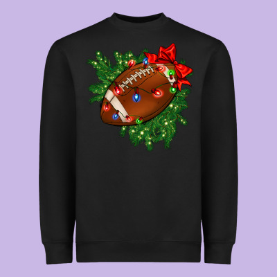 American Football Christmas With Lights And Ribbon Heavyweight Sweatshirt Designed By Fadigitalartstudio