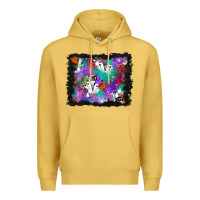 Antique Gold halloween ghost and turquoise glitter background Premium Hoodie - BundleAndBundleShop
