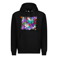 Black halloween ghost and turquoise glitter background Premium Hoodie - BundleAndBundleShop